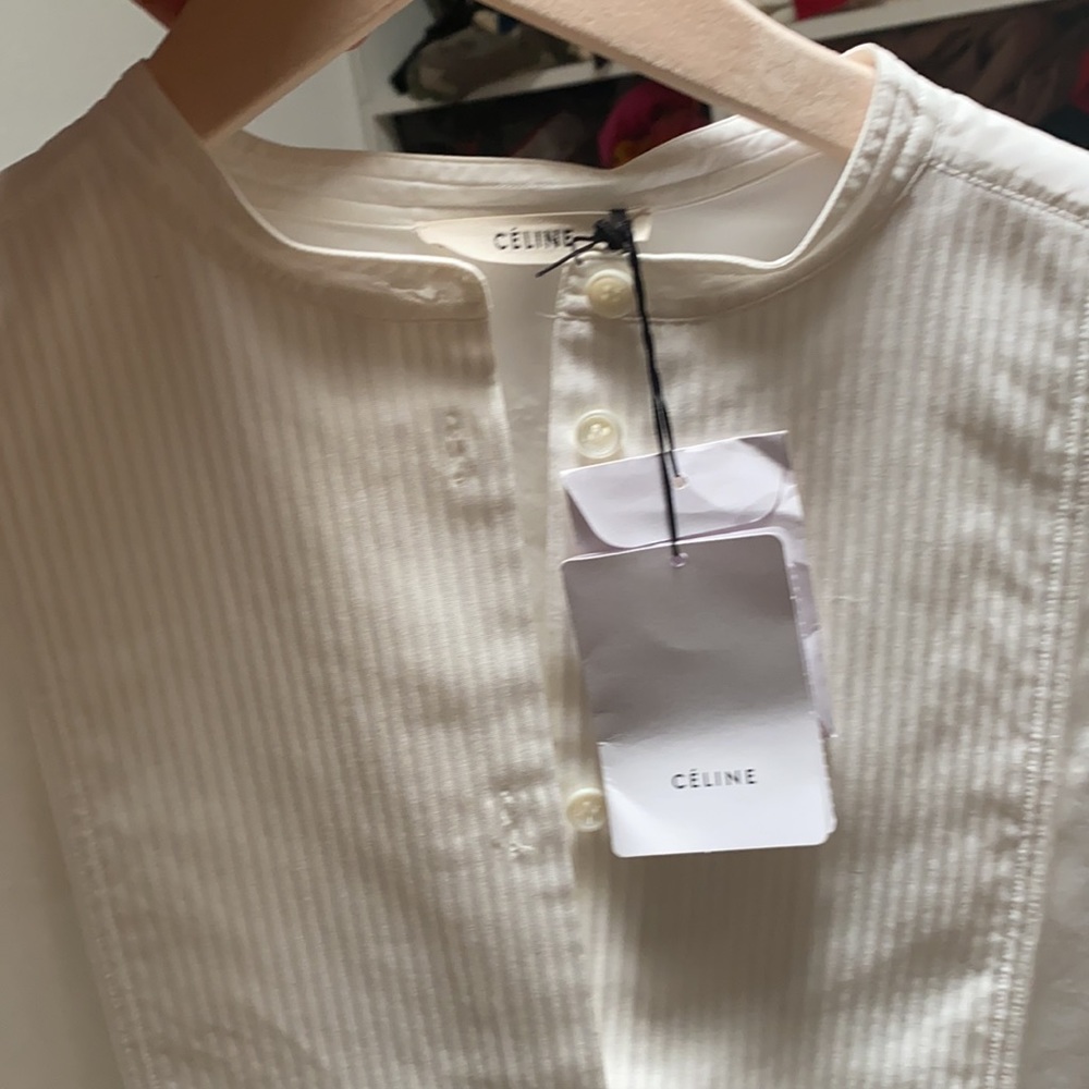 Celine Tuxedo shirt with bib and back ties 38 NWT - Picture 5 of 9